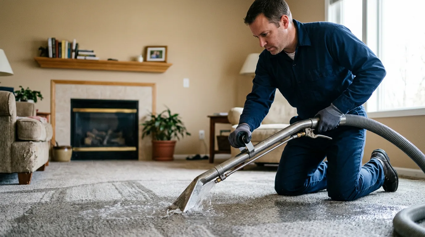 Water damage restoration technician working near Penn, PA